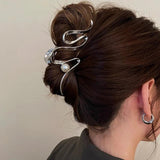 Large metal shark clip hairpin for women