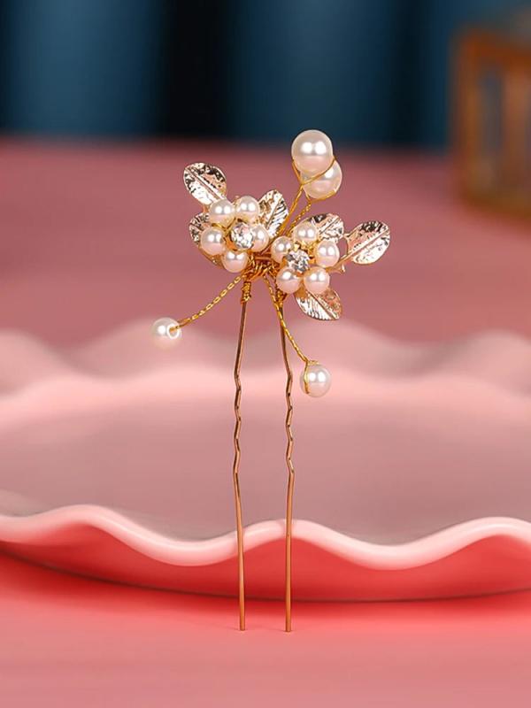 Bride Hair Sticks Rhinestone Pearl Headwear for Women