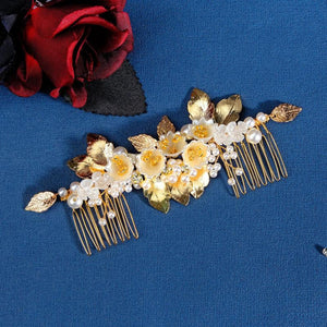 Bridal Hair Comb Flower Headband Pearl Headpiece