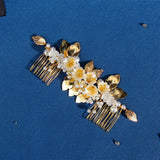 Bridal Hair Comb Flower Headband Pearl Headpiece