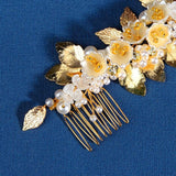Bridal Hair Comb Flower Headband Pearl Headpiece