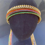 Colorful Rhinestone Hair Chain Headband Bling Crystal Tassel Hair Hoop