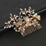 Pearl Rhinestone Bridal Hair Comb Butterfly Headpiece