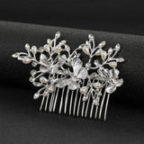 Pearl Rhinestone Bridal Hair Comb Butterfly Headpiece