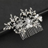 Pearl Rhinestone Bridal Hair Comb Butterfly Headpiece