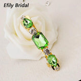 Vintage Green Crystal Hair Clip Geometric Rhinestone Hairpin Barrette
