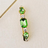 Vintage Green Crystal Hair Clip Geometric Rhinestone Hairpin Barrette