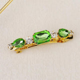 Vintage Green Crystal Hair Clip Geometric Rhinestone Hairpin Barrette