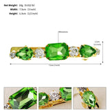 Vintage Green Crystal Hair Clip Geometric Rhinestone Hairpin Barrette