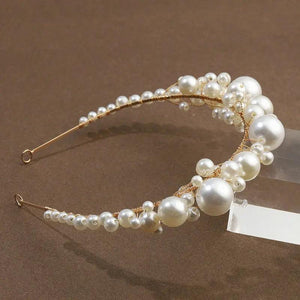 Vintage Bridal Tiara Pearl Crown Headband Wedding Hair Accessories