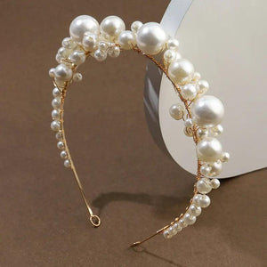 Vintage Bridal Tiara Pearl Crown Headband Wedding Hair Accessories