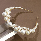 Vintage Bridal Tiara Pearl Crown Headband Wedding Hair Accessories