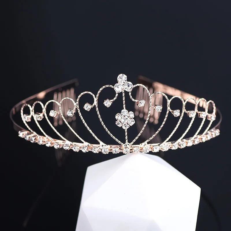 Copper Crystal Rhinestone Bride Crown for Girls