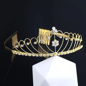 Copper Crystal Rhinestone Bride Crown for Girls