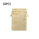 50Pcs Sackcloth Drawstring Earrings Bags Burlap Packaging Wedding Storage