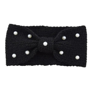Wool Knitted Knot Pearl Headbands Winter Women Girls Hair Accessories