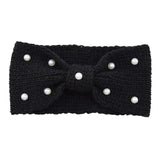 Wool Knitted Knot Pearl Headbands Winter Women Girls Hair Accessories