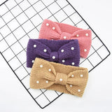 Wool Knitted Knot Pearl Headbands Winter Women Girls Hair Accessories