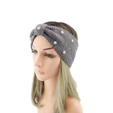 Wool Knitted Knot Pearl Headbands Winter Women Girls Hair Accessories