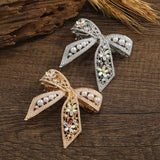 Crystal Barrette Pearls Paved Hair Clips Metal Pinch Bowknot Headdress