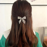 Crystal Barrette Pearls Paved Hair Clips Metal Pinch Bowknot Headdress