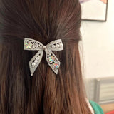 Crystal Barrette Pearls Paved Hair Clips Metal Pinch Bowknot Headdress