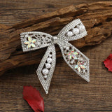 Crystal Barrette Pearls Paved Hair Clips Metal Pinch Bowknot Headdress
