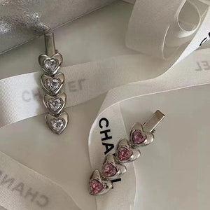 Pink Rhinestones Hair Clips for Women Harajuku Punk Hairclip