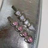 Pink Rhinestones Hair Clips for Women Harajuku Punk Hairclip