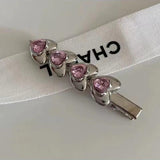 Pink Rhinestones Hair Clips for Women Harajuku Punk Hairclip