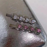 Pink Rhinestones Hair Clips for Women Harajuku Punk Hairclip