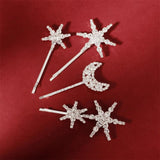 Rhinestone Hair Clips Set for Girls Snowflake Crystal Hairpins Women