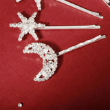 Rhinestone Hair Clips Set for Girls Snowflake Crystal Hairpins Women