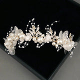 Pearl Flower Headband Bridal Headdress Wedding Crystal Headpiece