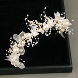 Pearl Flower Headband Bridal Headdress Wedding Crystal Headpiece