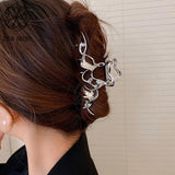 Irregular Silver Metal Women Hair Claw Hairpin For Girl Ponytail