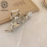 Irregular Silver Metal Women Hair Claw Hairpin For Girl Ponytail