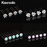 5 Pcs Crystal Pearl Bridal Hairpin Clips Wedding Hair Jewelry