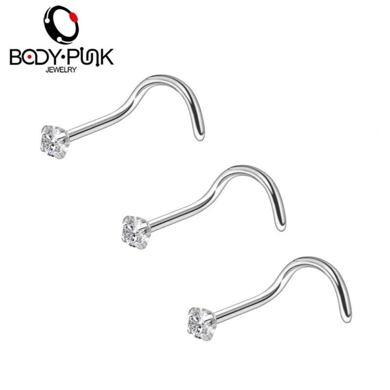 3Pcs 20G CZ Nose Piercings Rings Set Stainless Steel Body Jewelry Women