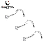 3Pcs 20G CZ Nose Piercings Rings Set Stainless Steel Body Jewelry Women