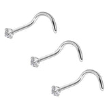 3Pcs 20G CZ Nose Piercings Rings Set Stainless Steel Body Jewelry Women