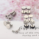 6 Pairs Men Earrings Surgical Steel Studs Punk Earrings Cubic Zirconia Piercing