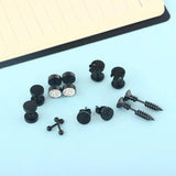 6 Pairs Men Earrings Surgical Steel Studs Punk Earrings Cubic Zirconia Piercing