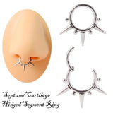 Surgica Steel Bat Septum Piercing Hinged Segment Nose Ring 16G