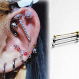 Surgical Steel Industrial Barbell Zirconium Cartilage Earring 14G Gauge