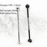 Surgical Steel Industrial Barbell Zirconium Cartilage Earring 14G Gauge