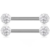 Matte 14G Nipple Piercing Set with Crystal Ring Body Jewelry