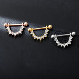 Matte 14G Nipple Piercing Set with Crystal Ring Body Jewelry
