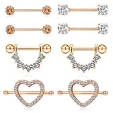 Matte 14G Nipple Piercing Set with Crystal Ring Body Jewelry