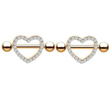 Matte 14G Nipple Piercing Set with Crystal Ring Body Jewelry